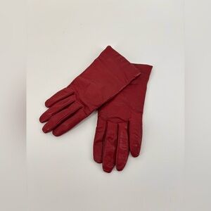 Vintage Red Leather Gloves – Cashmere Lined – Size 6½
